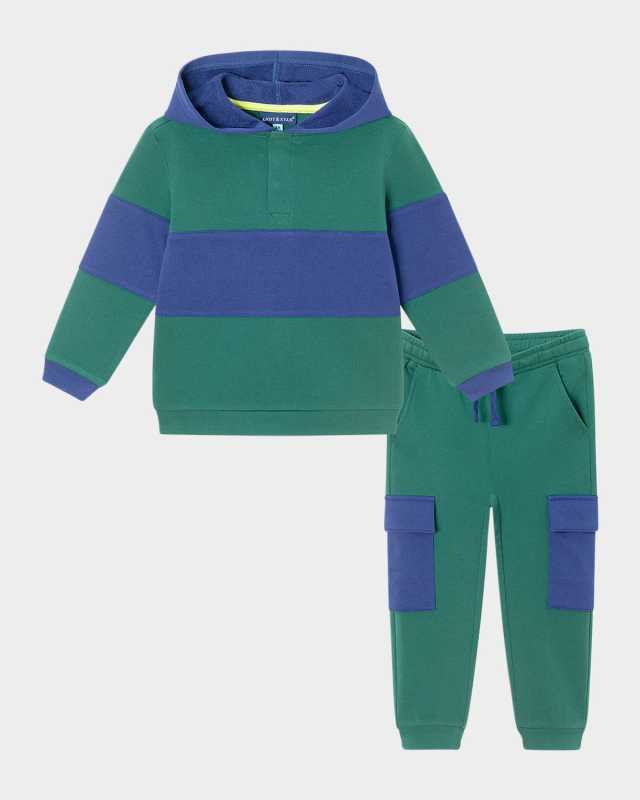 Boy's Color Block Hoodie & Pants Set, Size 2T-